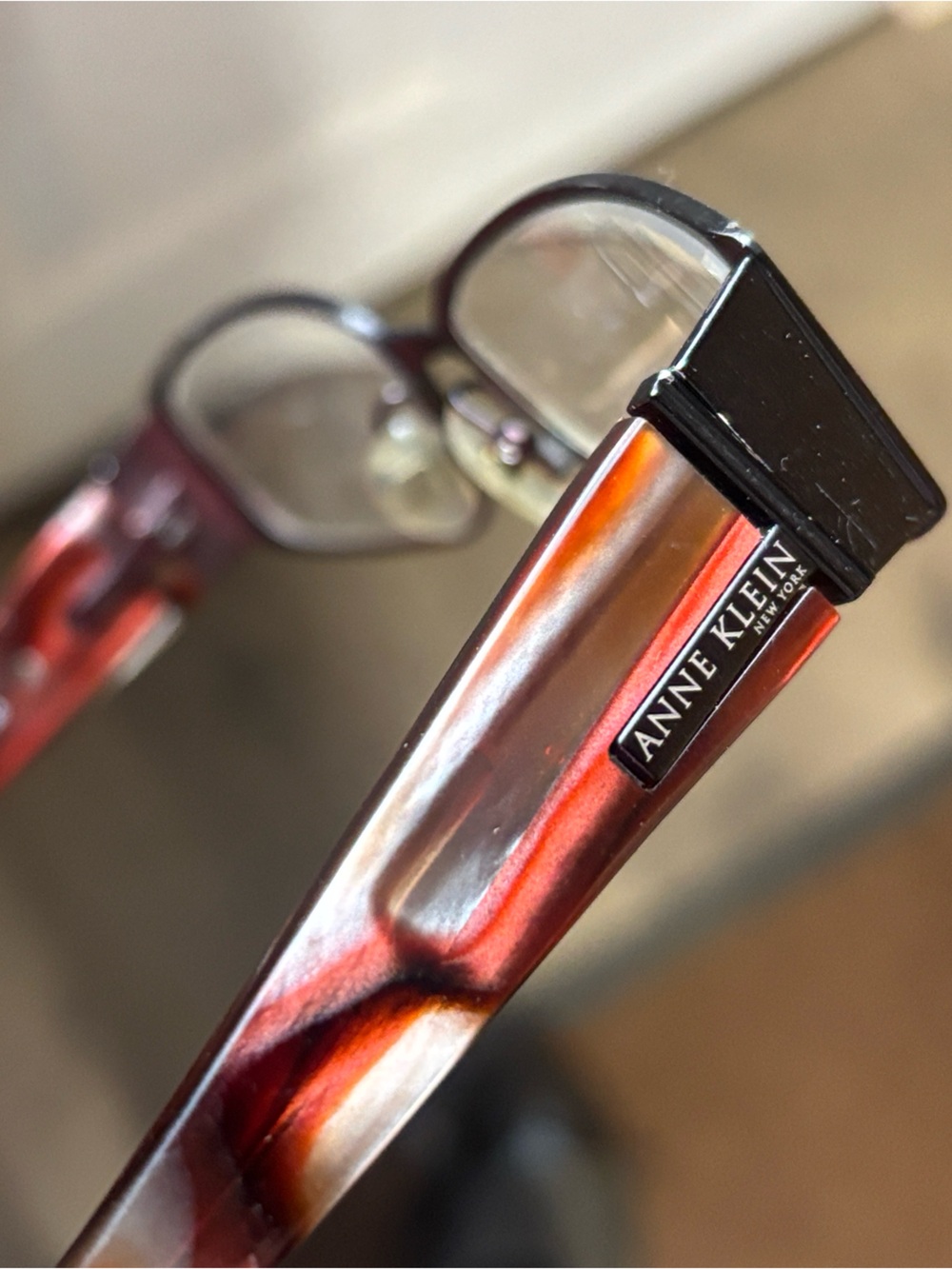 Anne Klein Tortoiseshell Red-Brown Rectangular Eyeglasses